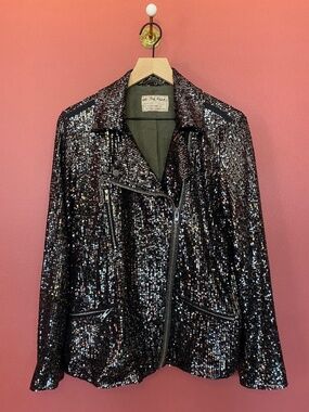 Free People Sequin Moto Jacket